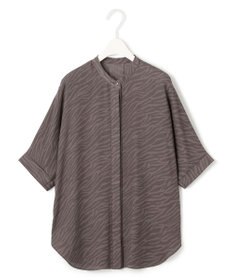 ICB L 【人気のため新色追加・接触冷感・UVケア・速乾・洗える】BackSatinAmunzen 5分袖バンドカラーブラウス