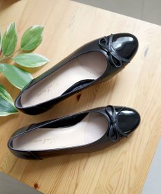 Pointer 日本製 本革リボン付きラウンドトゥパンプス