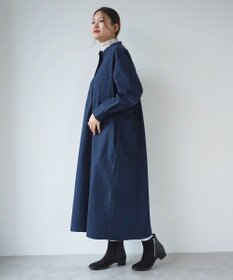 WHITE MAILS COTTON PAPER DUMP BAND COLLAR OVERSIZED シャツドレス