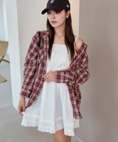 WEGO 【25年秋冬新作】チェックフードBIGネルシャツ