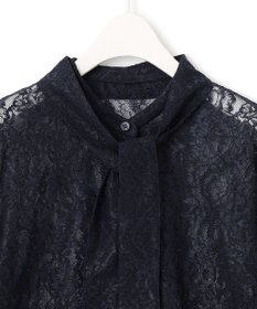 ICB L 【洗える】ナイロンラッセルレース バンドカラーシャツ