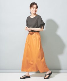 SHARE PARK LADIES 【洗える】リネンレーヨンコーティングウォッシュスカート