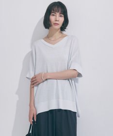 UNFILO L スゴ機能美ニット Vネック ワイドプルオーバー