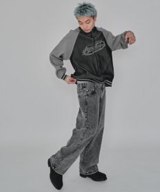 WEGO 【ユニセックス着用ITEM/MLサイズ展開】ラグラングラフィックニットブルゾン