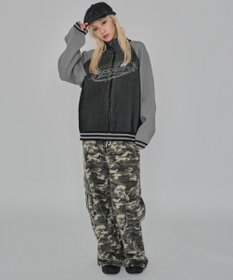 WEGO 【ユニセックス着用ITEM/MLサイズ展開】ラグラングラフィックニットブルゾン