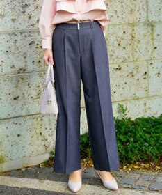 ANY SIS 褒めらレディストレッチ ワイドパンツ ネイビーシャンブレー