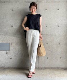 UNFILO 【撥水】レーヨン麻ライト刺繍ブラウス