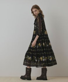 GRACE CONTINENTAL フラワープリントティアードワンピース