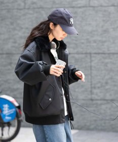 WEGO 【ユニセックス着用ITEM/MLサイズ展開】PU2WAYフライトブルゾン