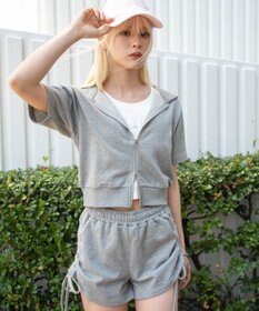 WEGO 【セットアップ対応】半袖ショートZIPパーカー