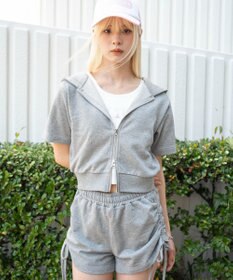 WEGO 【セットアップ対応】半袖ショートZIPパーカー