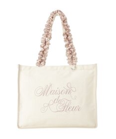 Maison de FLEUR ロゴ刺繍フリルハンドル帆布キャリーオンバッグ