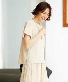 自由区 【セットアップ可/洗える】ブライトサテンライト ジャージーコンビ カットソー