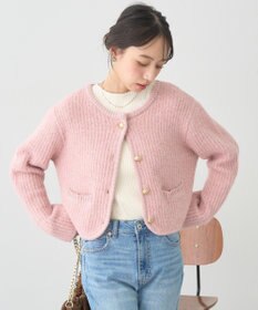 earth music&ecology 【WEB限定】ゴールド釦ショートニットカーディガン