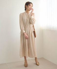 Feroux 【洗える】フラワープリントドロスト ワンピース