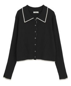 earth music&ecology バイカラートリムニットカーディガン