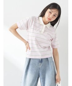 earth music&ecology 襟付きボーダープルオーバー