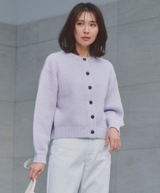UNFILO 【前後着用可能】ポップコーンニット 2WAYカーディガン ペールラベンダー