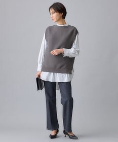 自由区 L 【WEB限定・洗える】コットンストレッチホールガーメントニット ベスト