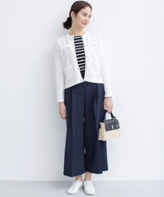 組曲 【美シルエット・ストレッチ・シワになりにくい】オシャクロス ガウチョパンツ