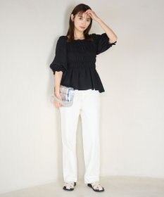 #Newans 2WAYシャーリングペプラムブラウス