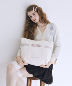 Maison de FLEUR マルチポケット帆布トートMバッグ