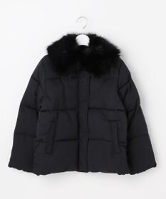 Feroux ファーカラー付き・ダウン見え中綿 ジャケット ブラック系