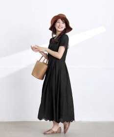 Tiaclasse L 【洗える】パンチングレーススカラップワンピース