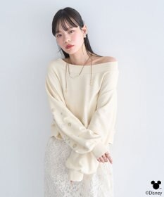 earth music&ecology 【予約】Disney/キラキラモチーフ刺繍オフショルスウェット