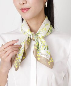 MOONBAT 【シルク100%】FURLA (フルラ) ミモザ シルクプリントスカーフ 65cm×65cm UV対策 手洗い可能