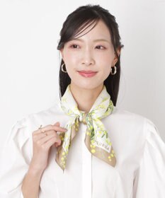 MOONBAT 【シルク100%】FURLA (フルラ) ミモザ シルクプリントスカーフ 65cm×65cm UV対策 手洗い可能