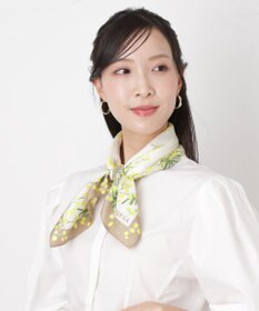 MOONBAT 【シルク100%】FURLA (フルラ) ミモザ シルクプリントスカーフ 65cm×65cm UV対策 手洗い可能