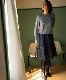 組曲 【WEB限定】モヘヤブレンド ビジューライク刺繍ニット