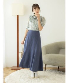 earth music&ecology フラワー柄シアーパフブラウス