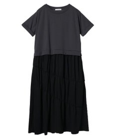 Green Parks カットソー異素材ドッキングワンピース