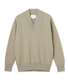 BEIGE， 【洗える】POMPE / ウールカシミヤ配色ラインVネックニット