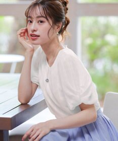 Tiaclasse 【洗える】ツイスト袖チェックブラウス