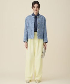 自由区 ファンシーノットツイードノーカラー ジャケット