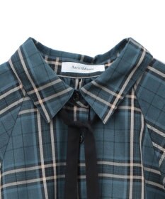 Green Parks ボウタイリボン付裾バルーンシャツワンピース