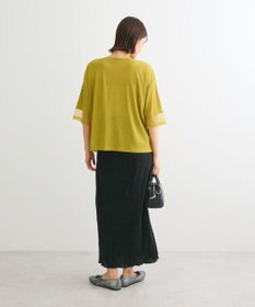 Green Parks 袖チュールドッキングシアー５分袖プルオーバー