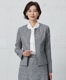 J.PRESS LADIES 【セットアップ対応】Light Tweed ノーカラー ジャケット