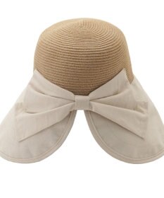 MOONBAT 【遮光100%/UPF50%＋/UVカット】洗えるバックリボン ブレードパラソルハット 手洗いOK/サイズ調整可能/吸水速乾/遮熱