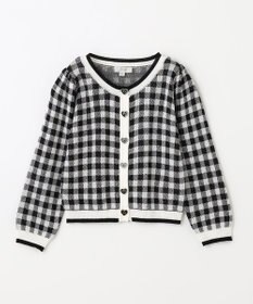 ANY KIDS ギンガム総柄ニット カーディガン