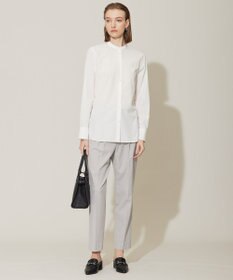 ICB L 【洗える】クリーンブロード バンドカラーブラウス