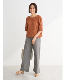 Green Parks 綿麻混イージーワイドパンツ