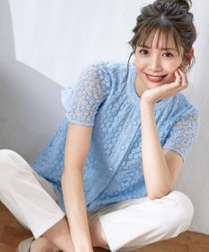 Tiaclasse 【洗える】チュールレースブラウス