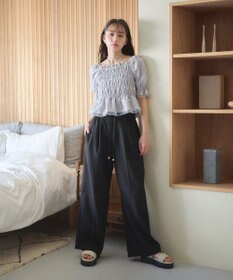 earth music&ecology フラワー刺繍シャーリングプルオーバー