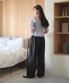 earth music&ecology フラワー刺繍シャーリングプルオーバー