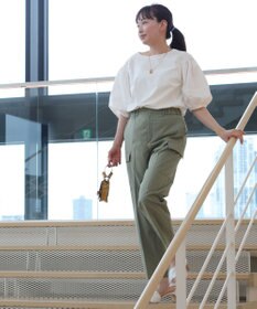 自由区 【洗える】撥水シルキーポプリン カーゴパンツ