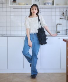 earth music&ecology フラワー刺繍シャーリングプルオーバー